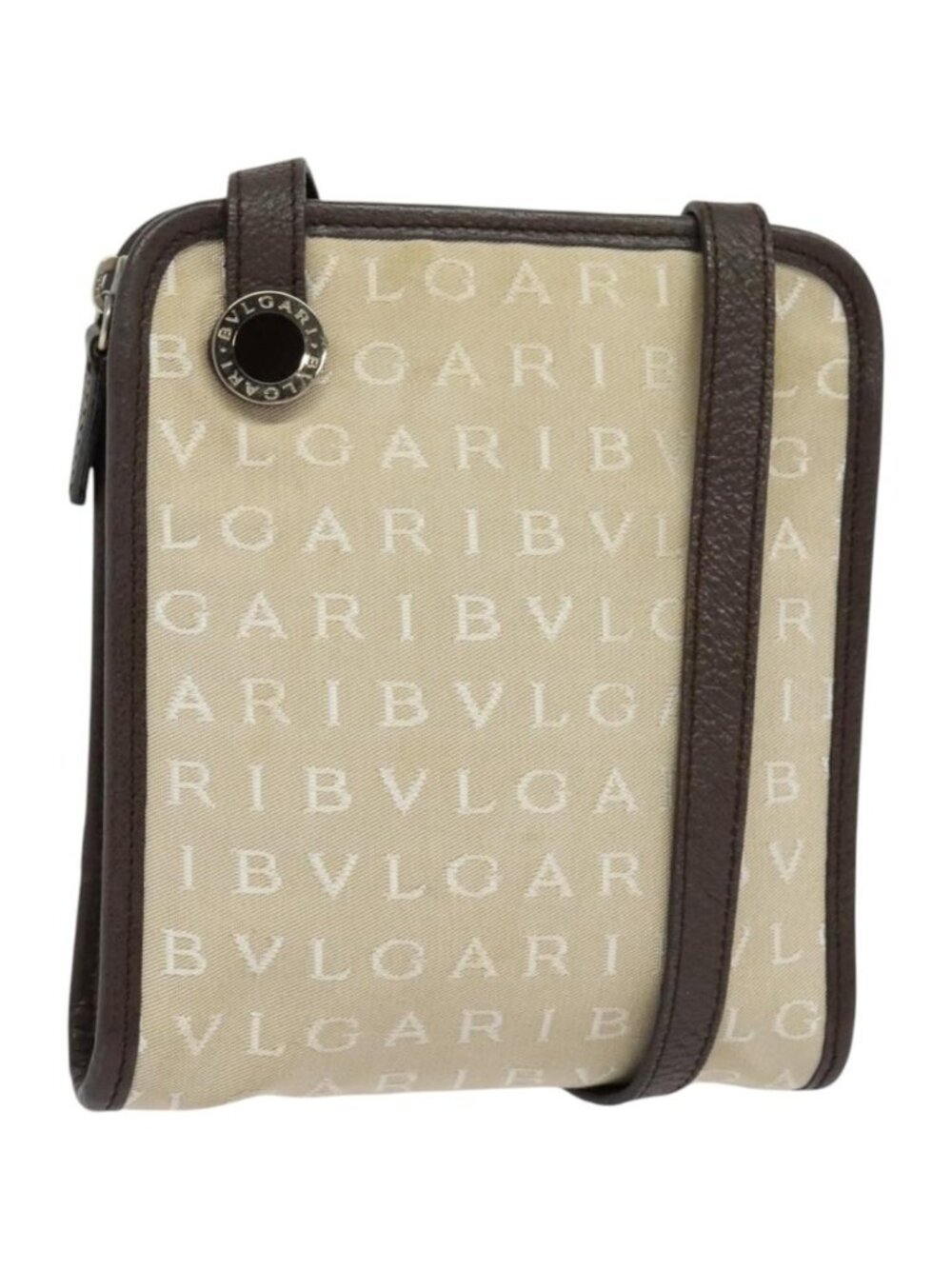 BVLGARI Logo Mania Shoulder Bag Canvas Beige